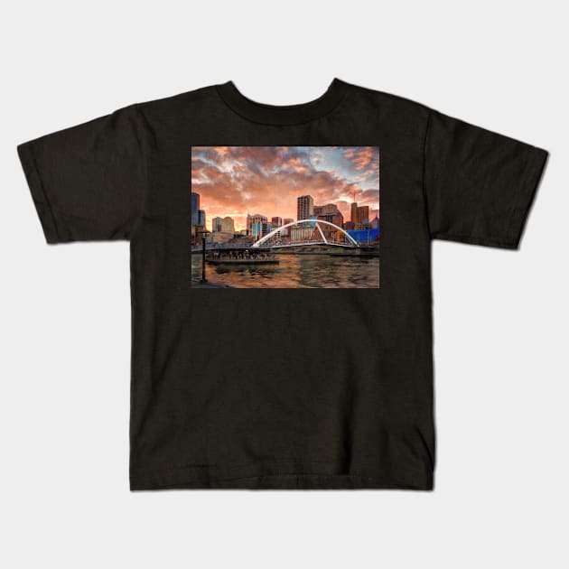 Southgate Bridge Kids T-Shirt by PeterH